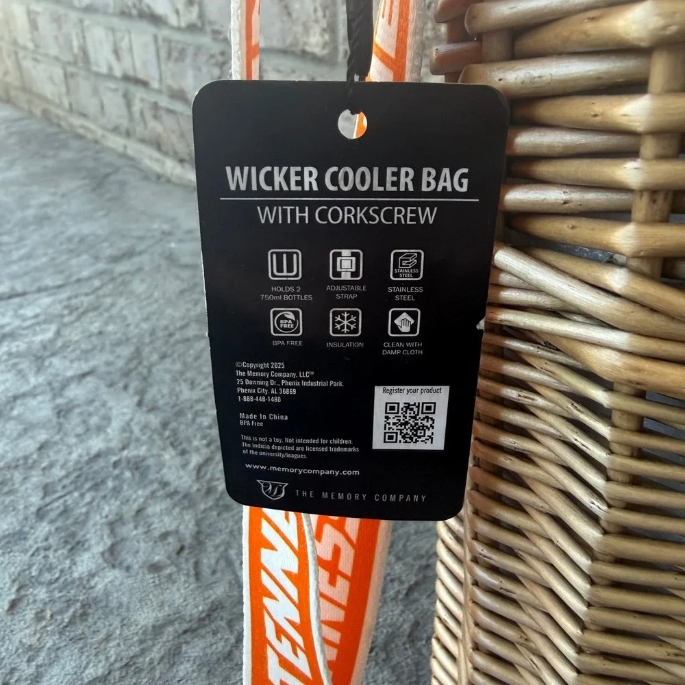 University‎ of Tennessee Wicker Double Wine Cooler Bag Insulated  NCAA NWT